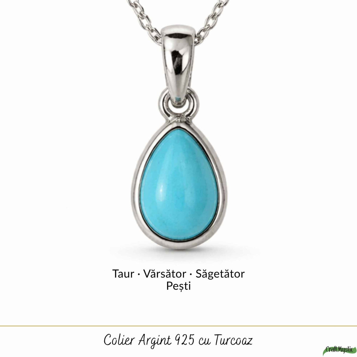 Colier argint 925 cu Turcoaz lacrima – calm si echilibru emotional