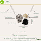 Colier Argint 925 cu Cuart Rutilat, Turmalina Neagra si Pakimer – Protecte si Claritate
