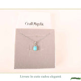 Colier Argint 925 cu Turcoaz Natural Dreptunghi – Calm si Energie Pozitiva