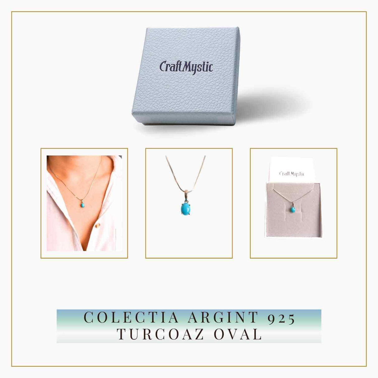 Colier din argint 925 cu turcoaz de arizona gr 8.16
