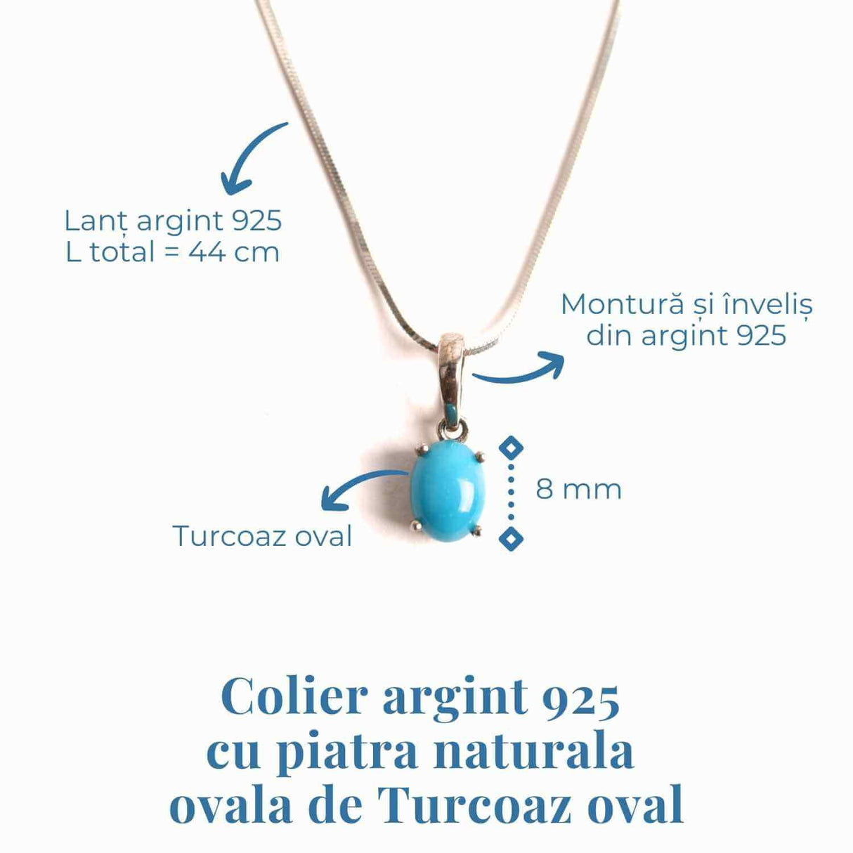 Colier din argint 925 cu turcoaz de arizona gr 8.16