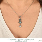 Colier argint 925 cu Turcoaz si Topaz – Claritate si echilibru feminin