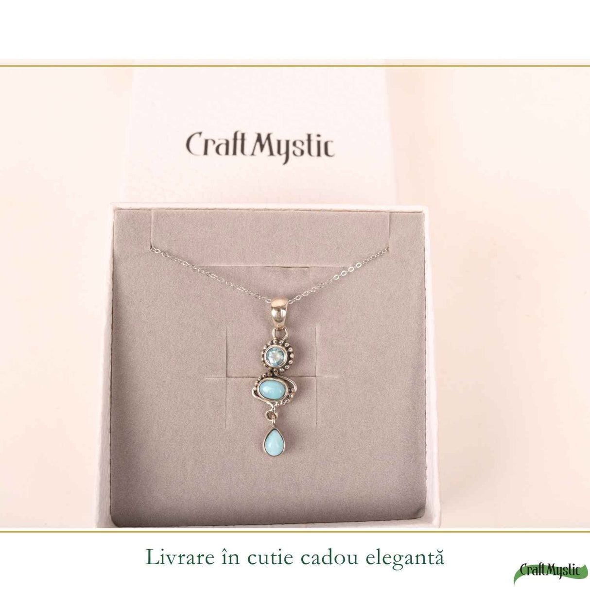 Colier argint 925 cu Turcoaz si Topaz – Claritate si echilibru feminin