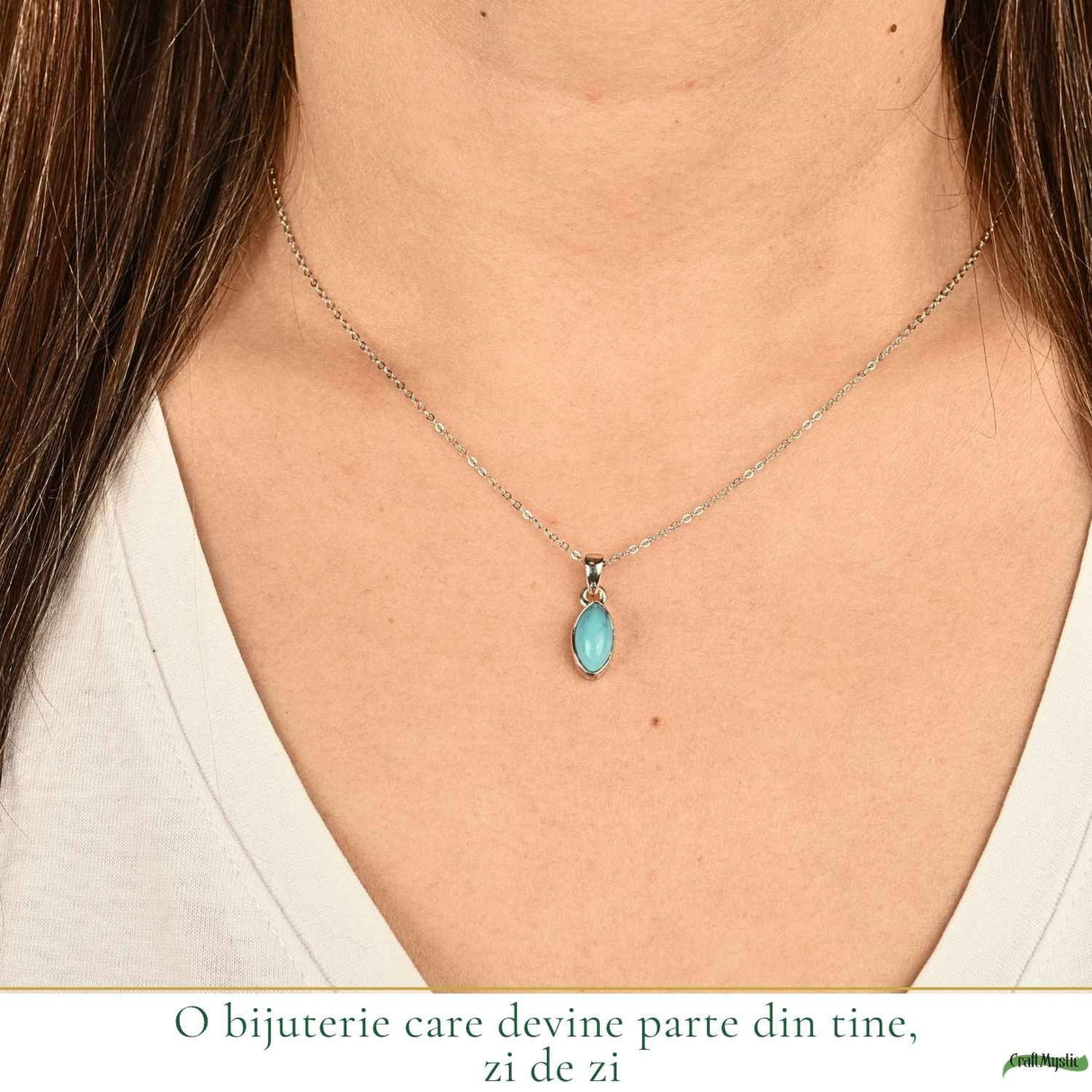 Colier argint 925 cu Turcoaz delicat – calm si echilibru feminin