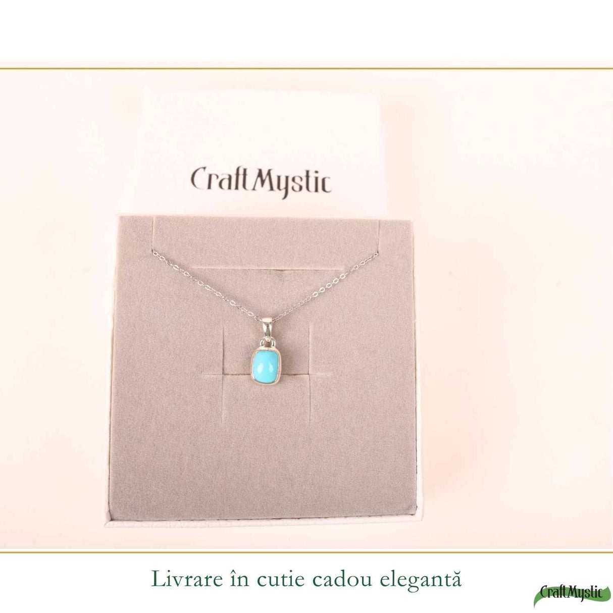 Colier argint 925 cu Turcoaz dreptunghi – claritate si echilibru zilnic