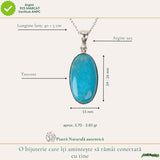 Colier argint 925 cu Turcoaz oval – Protectie si echilibru interior