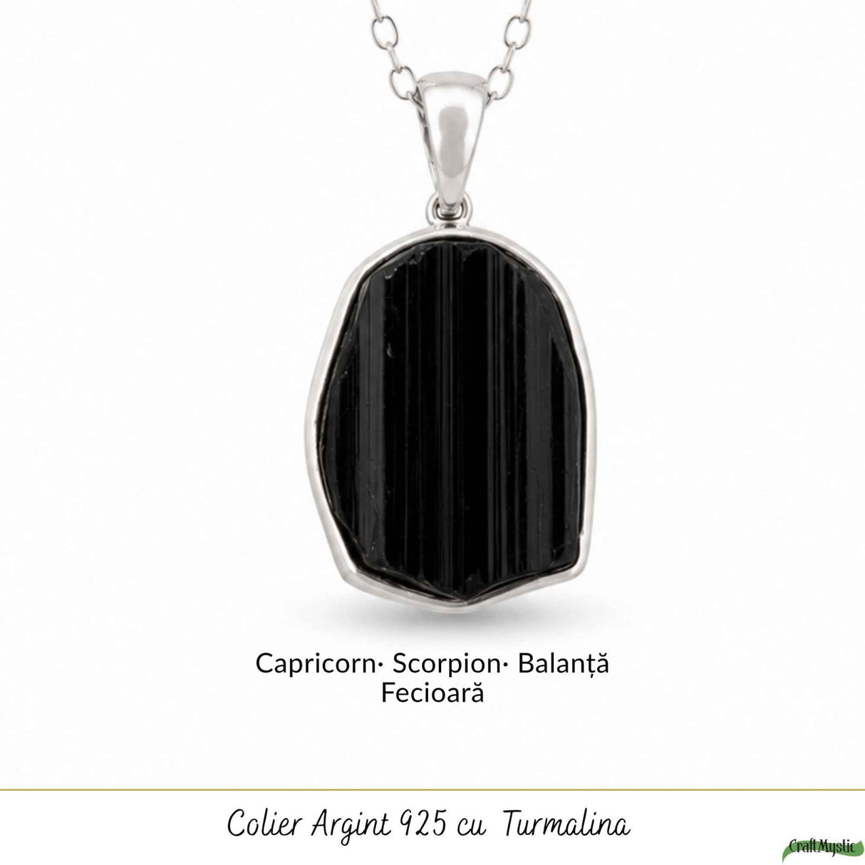 Colier Argint 925 cu Turmalina Naturala Neuniforma – Protectie si Energie Pozitiva
