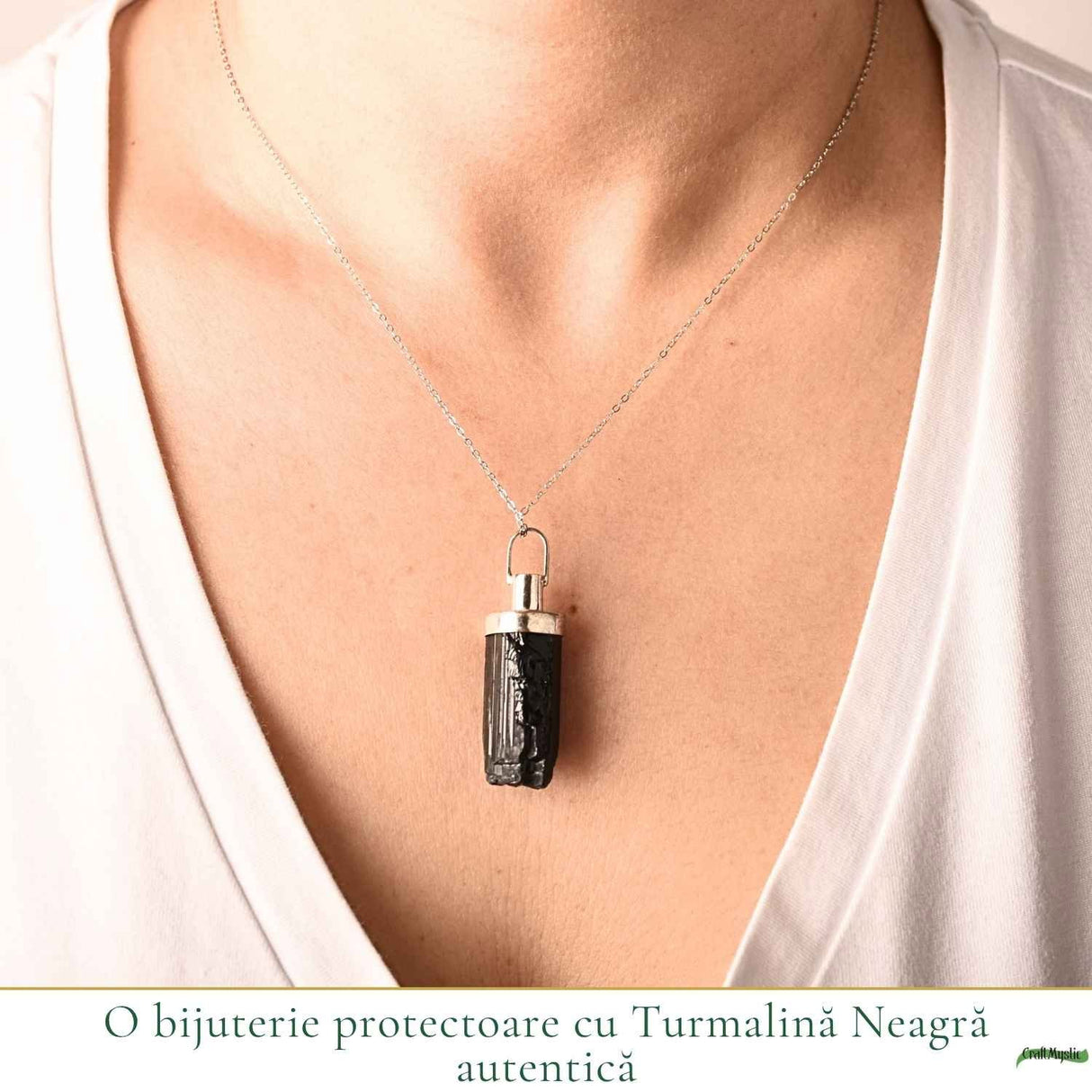 Colier Argint 925 cu Turmalina Naturala – Protectie si Echilibru Energetic