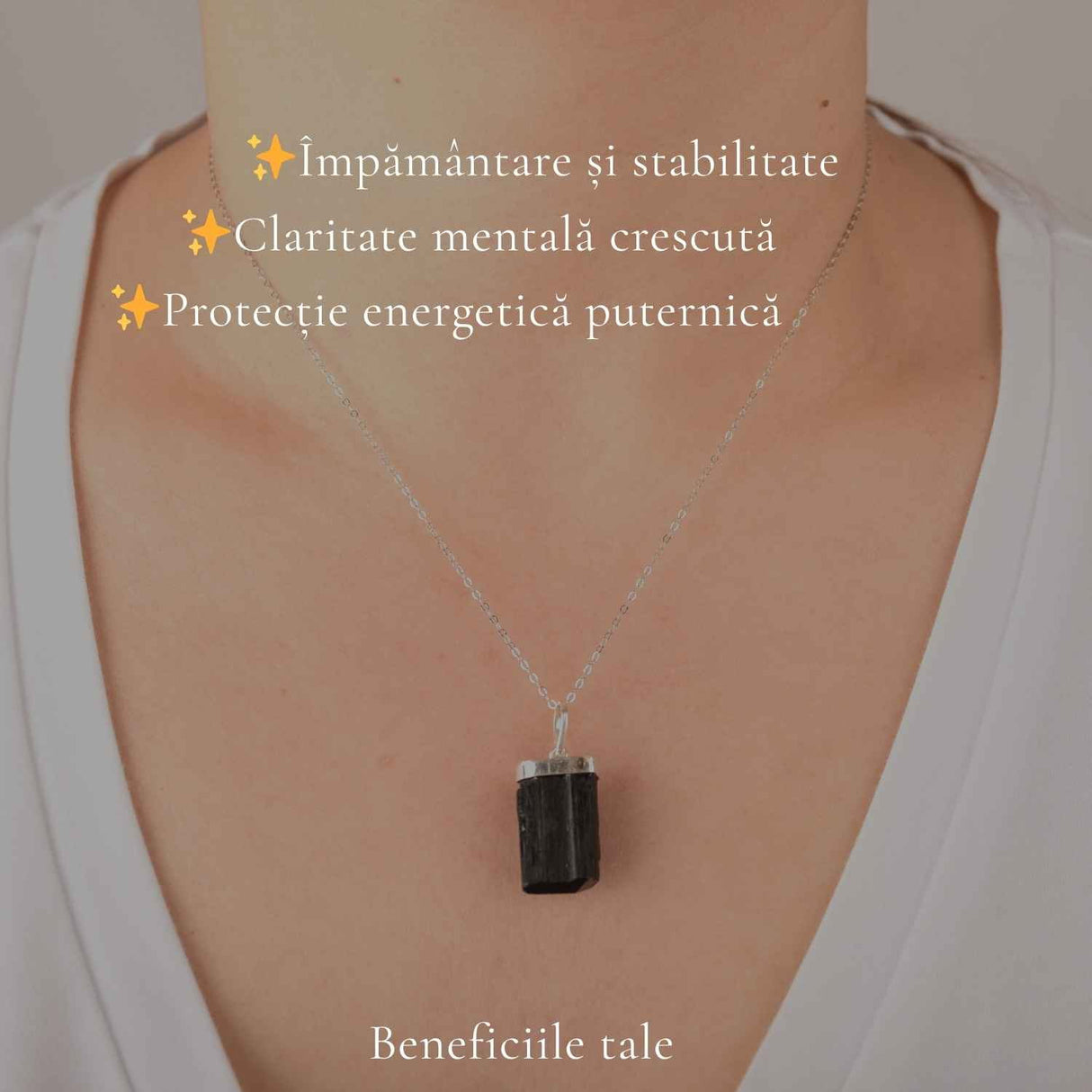 Colier Argint 925 cu Turmalina Neagra Mica Bruta – Protectie Discreta si Ancorare