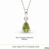 Colier Argint 925 cu Turmalina Verde Lacrima – Echilibru si Energie Naturala