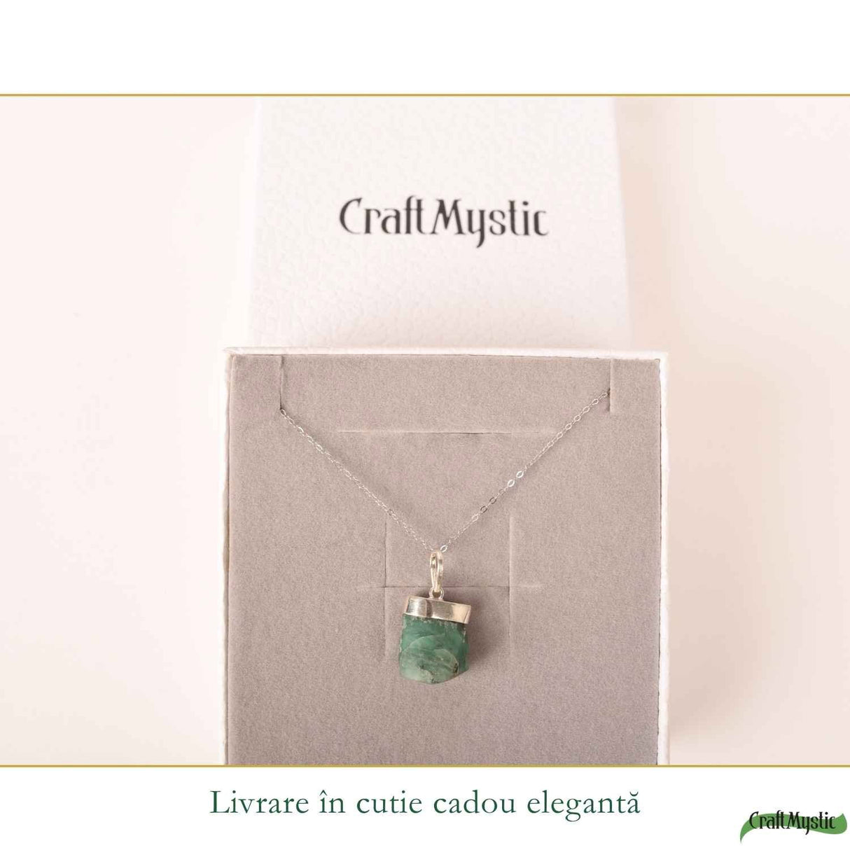 Colier Argint 925 cu Smarald Brut – Energie, Iubire si Echilibru Interior