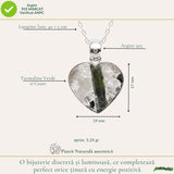 Colier Argint 925 cu Turmalina Verde si Cuart foma de Inima – Armonie si Iubire