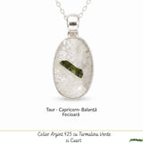 Colier Argint 925 cu Turmalina Verde si Cuart Oval – Armonie si Energie Pozitiva