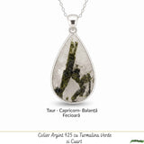 Colier Argint 925 cu Turmalina Verde si Cuart Lacrima – Armonie si Claritate
