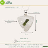 Colier Argint 925 cu Turmalina Verde si Cuart Triunghi – Energie si Protectie