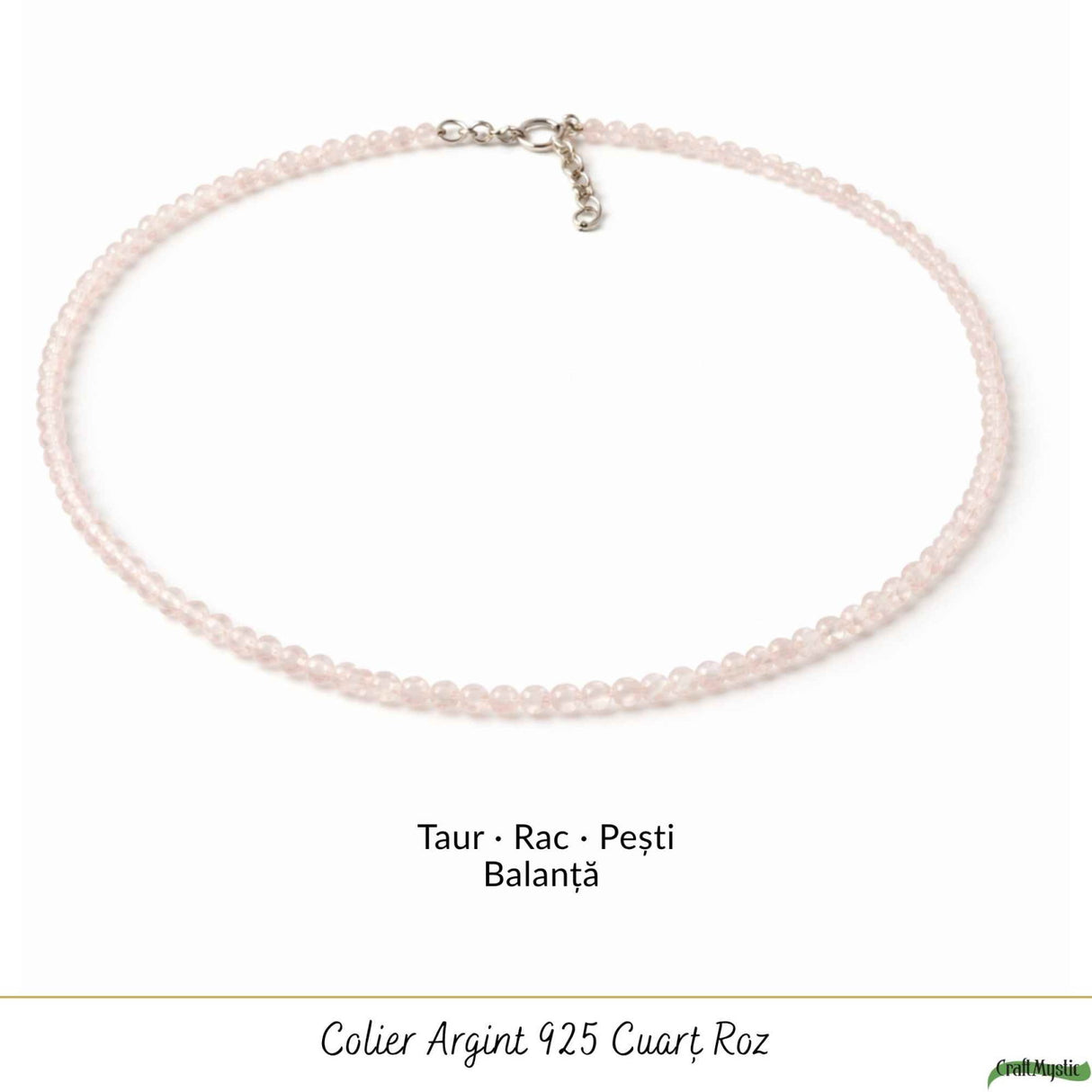 Choker argint 925 cuart roz – iubire de sine si echilibru emotional