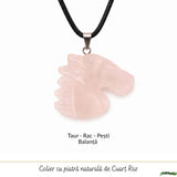 Colier cu Cuart Roz Natural in Forma de Cal – Iubire, Blandete si Libertate