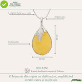 Colier Argint 925 Lacrima cu Chihlimbar Galben – Protectie si Energie Pozitiva