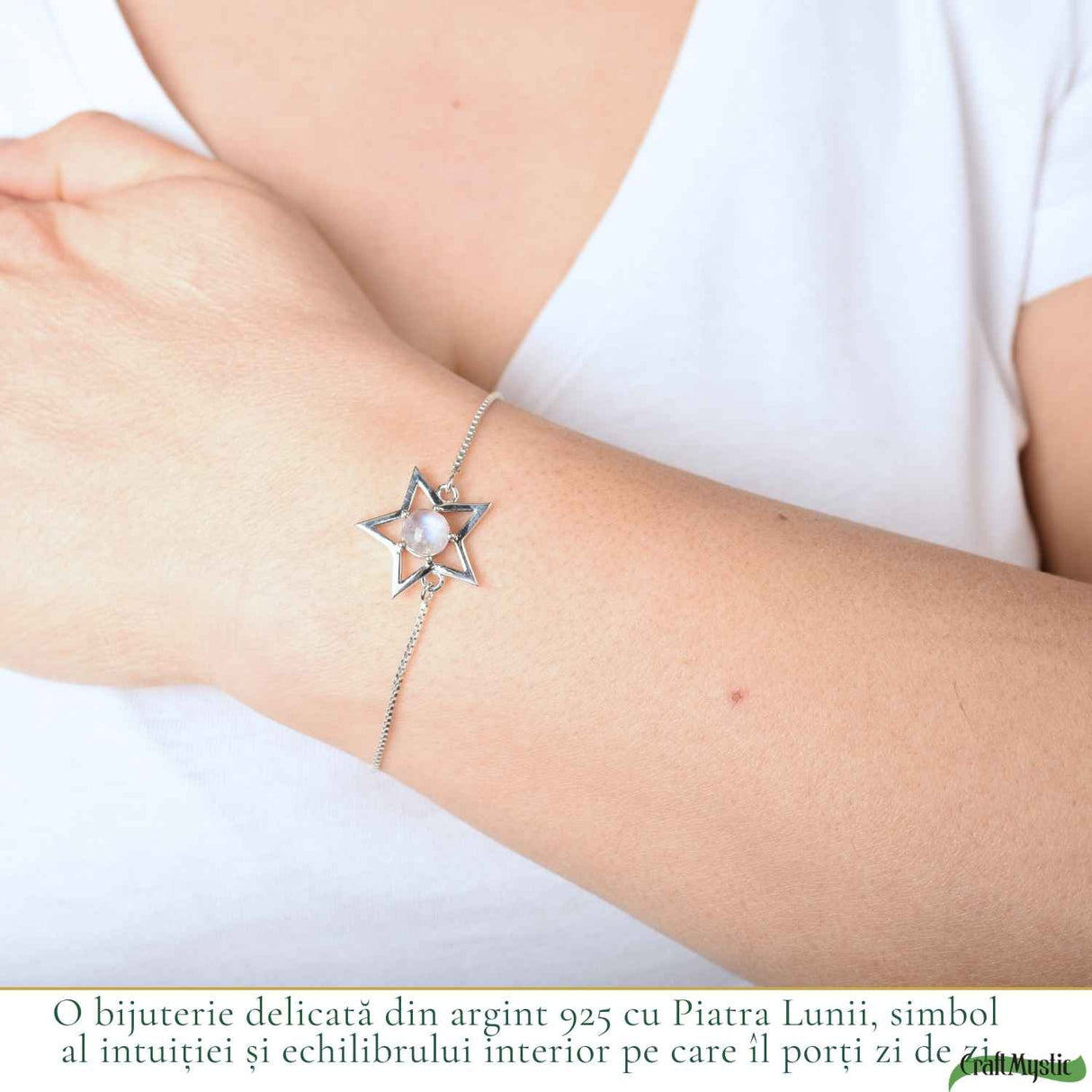 Bratara Argint 925 cu Piatra Lunii Stea – Intuitie si Echilibru Feminin