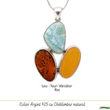 Colier Argint 925 Oval cu Chihlimbar si Larimar – Calm si Echilibru Emotional