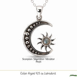 Colier Argint 925 cu Labradorit Soare si Luna – Echilibru si Intuitie