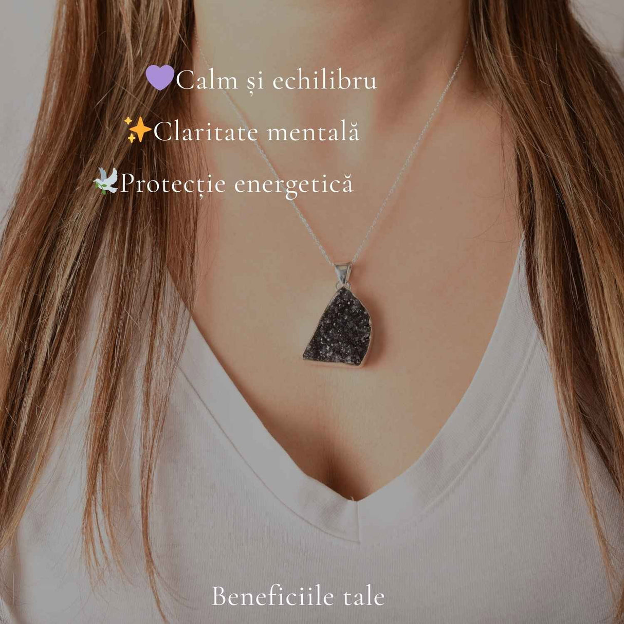 Colier Argint 925 cu Ametist Druzy Natural – Energie de Calm si Claritate