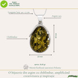 Colier Argint 925 Lacrima cu Chihlimbar Verde – Echilibru si Protectie