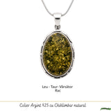 Colier Argint 925 Oval cu Chihlimbar Verde – Echilibru si Energie Pozitiva