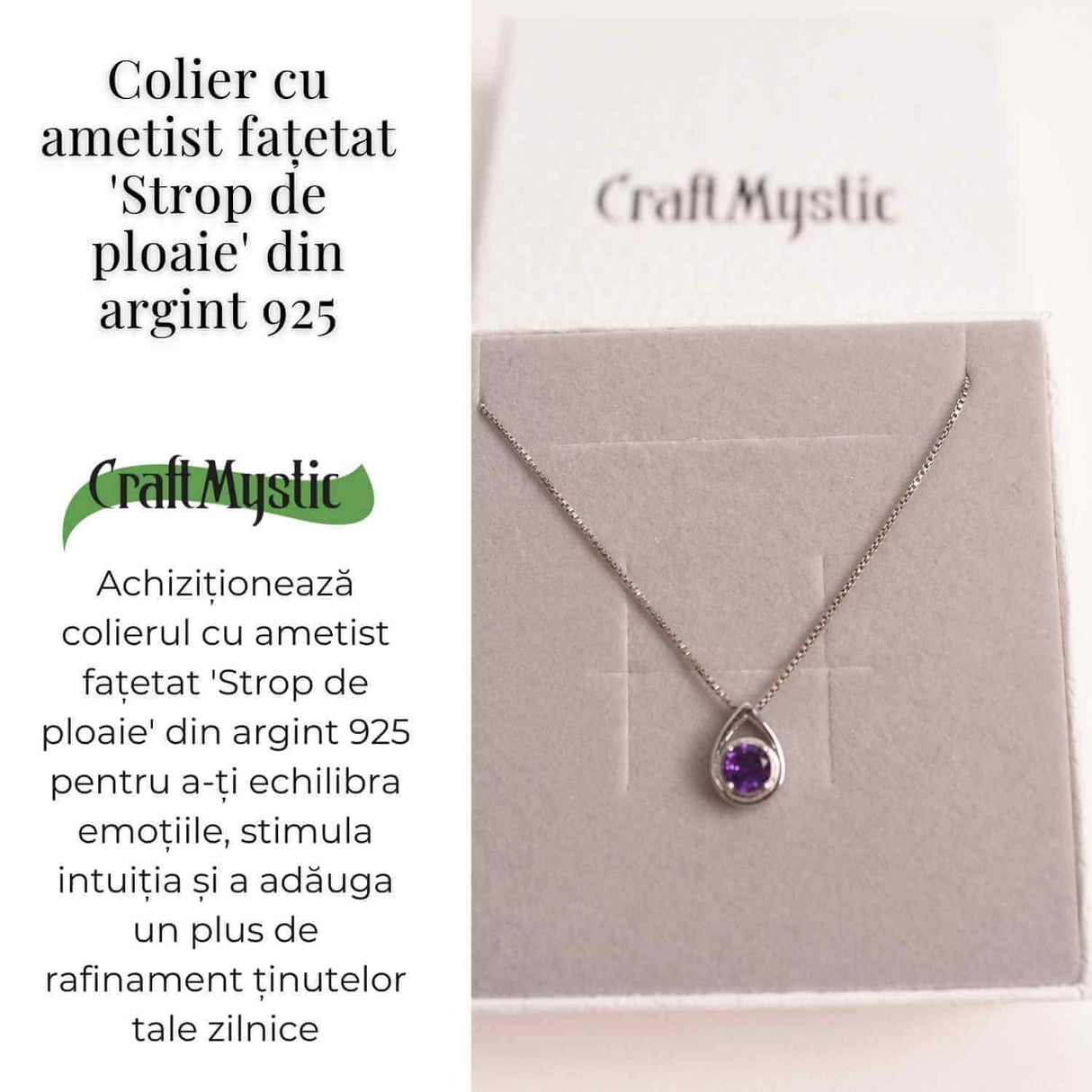 Colier argint 925 cu ametist - Calm si protectie spirituala