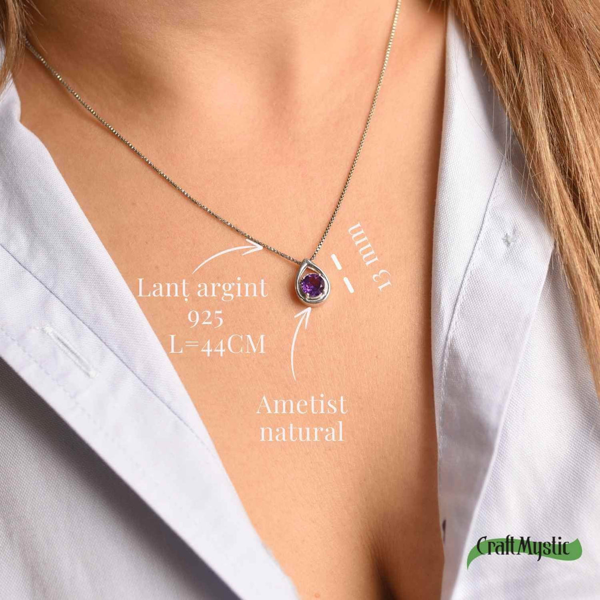 Colier argint 925 cu ametist - Calm si protectie spirituala