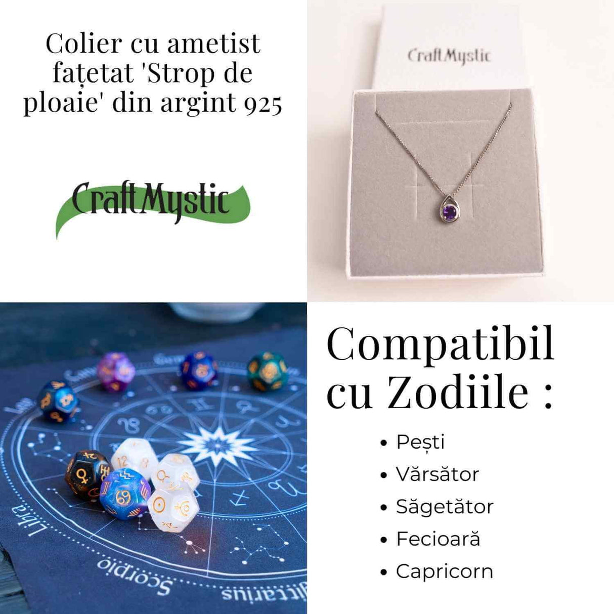 Colier argint 925 cu ametist - Calm si protectie spirituala