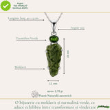 Colier argint 925 cu Moldavit si Turmalina Verde – Echilibru Emotional si Transformare
