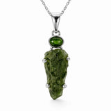 Colier argint 925 cu Moldavit si Turmalina Verde – Echilibru Emotional si Transformare