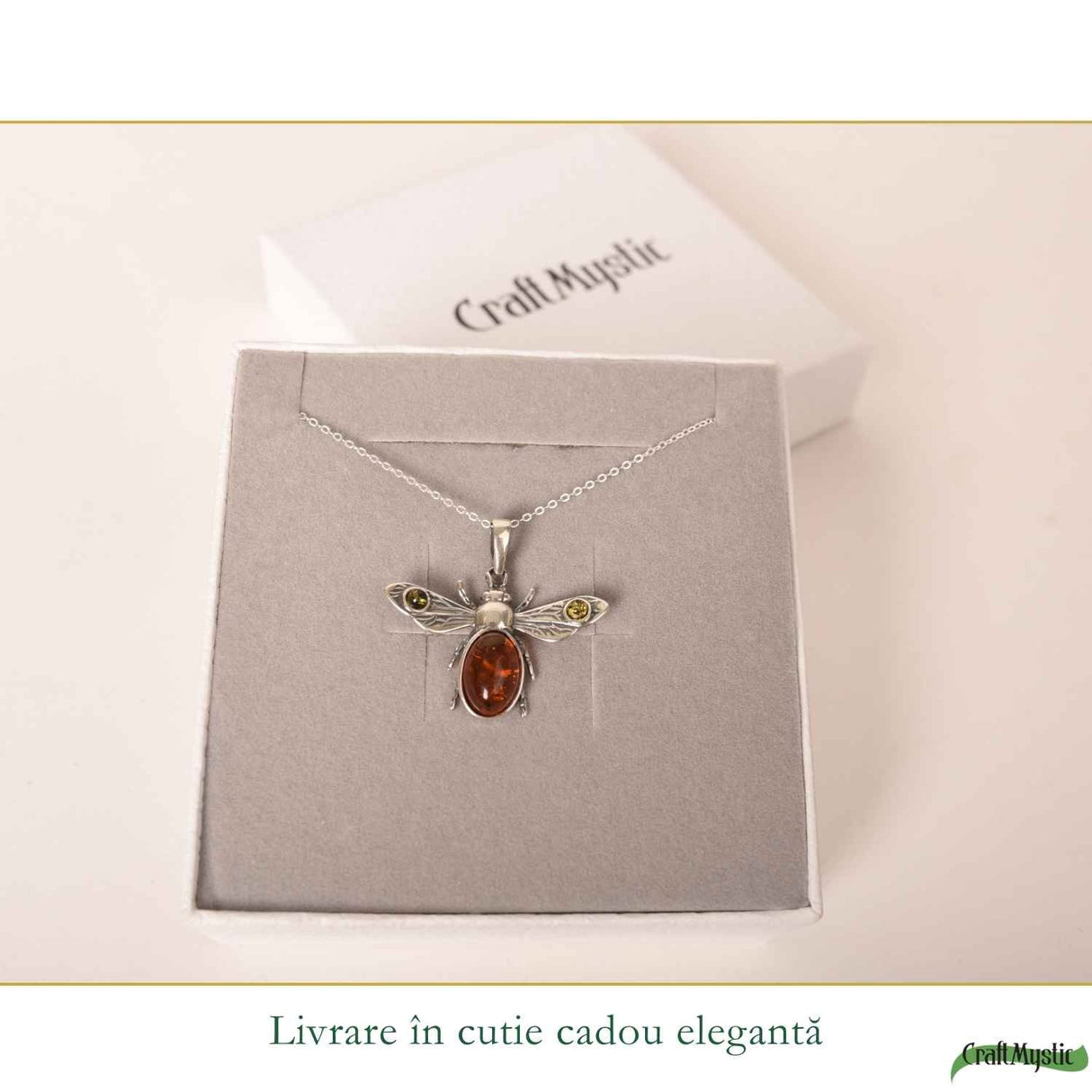 Colier Argint 925 Albina cu Chihlimbar Natural - Energie si Bucurie Solara