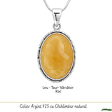 Colier Argint 925 Oval cu Chihlimbar Galben – Energie Pozitiva si Protectie