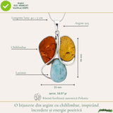 Colier Argint 925 cu Chihlimbar si Larimar – Echilibru si Energie Pozitiva