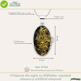 Colier Argint 925 Oval cu Chihlimbar Verde – Protectie si Echilibru Emotional