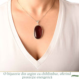 Colier Argint 925 Oval cu Chihlimbar Cherry – Energie Pozitiva si Protectie