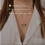 Colier argint 925 fluture cu chihlimbar natural - Transformare si vitalitate