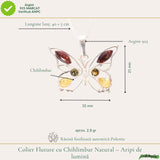 Colier argint 925 fluture cu chihlimbar natural - Transformare si vitalitate