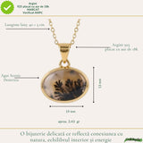 Colier Argint 925 Placat Aur 18K cu Agat Scenic Dendritic Oval – Echilibru si Claritate