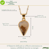 Colier Argint 925 Placat Aur 18K cu Agat Scenic Dendritic Lacrima – Echilibru si Claritate