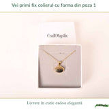 Colier Argint 925 Placat Aur 18K cu Agat Scenic Dendritic Oval – Echilibru si Claritate