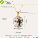 Colier Argint 925 Placat Aur 18K cu Agat Scenic Dendritic Rotund – Echilibru si Claritate