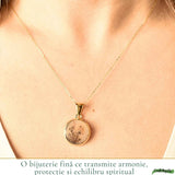 Colier Argint 925 Placat Aur 18K cu Agat Scenic Dendritic Rotund – Echilibru si Claritate