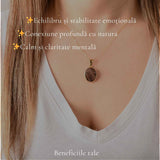 Colier Argint 925 Placat Aur 18K cu Agat Scenic Dendritic Oval – Echilibru si Claritate