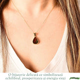 Colier Argint 925 Placat Aur 18K cu Amolit Natural Lacrima – Prosperitate si Energie Pozitiva