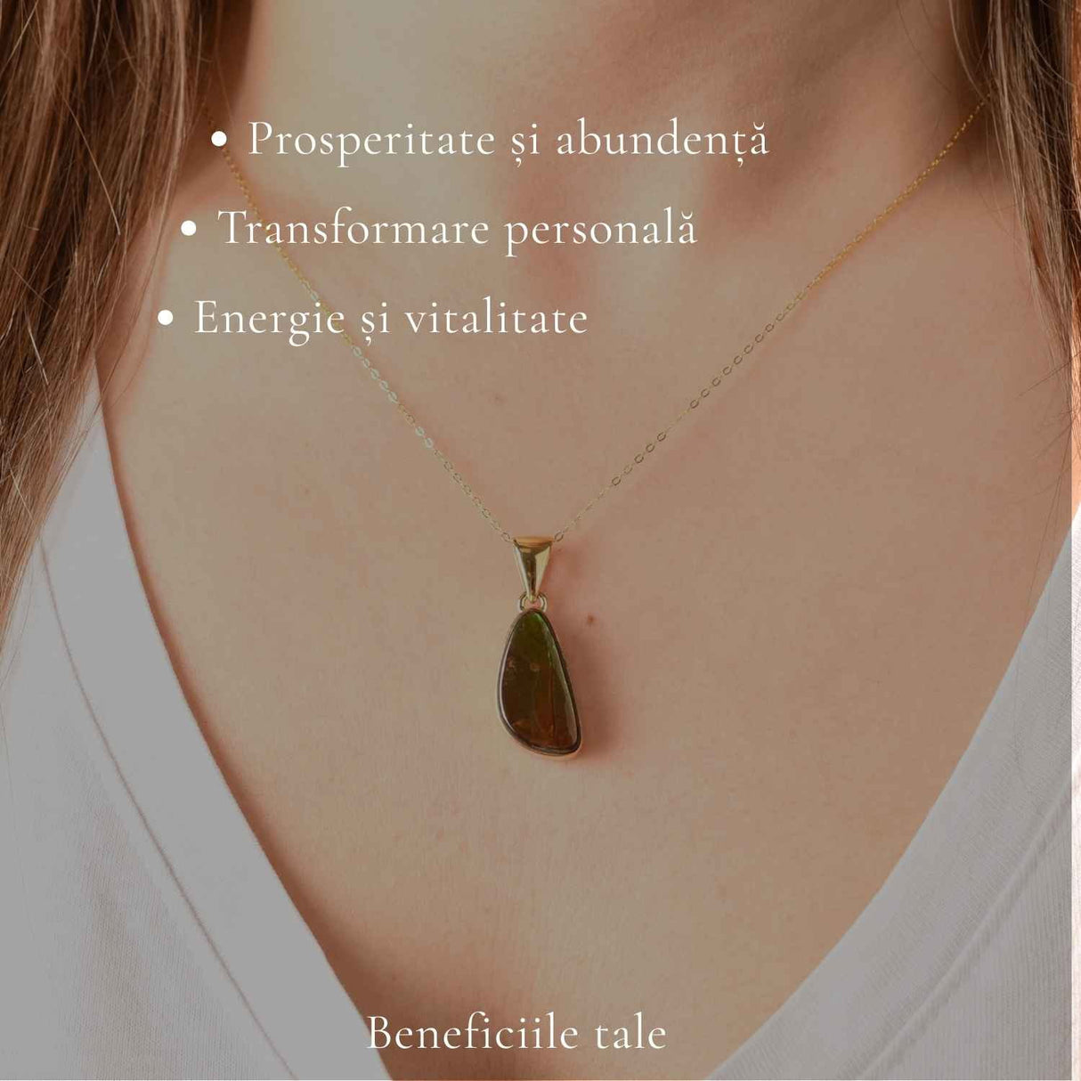 Colier Argint 925 Placat Aur 18K cu Amolit Natural – Prosperitate si Energie Pozitiva