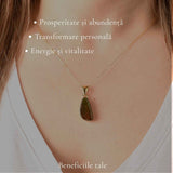 Colier Argint 925 Placat Aur 18K cu Amolit Natural – Prosperitate si Energie Pozitiva