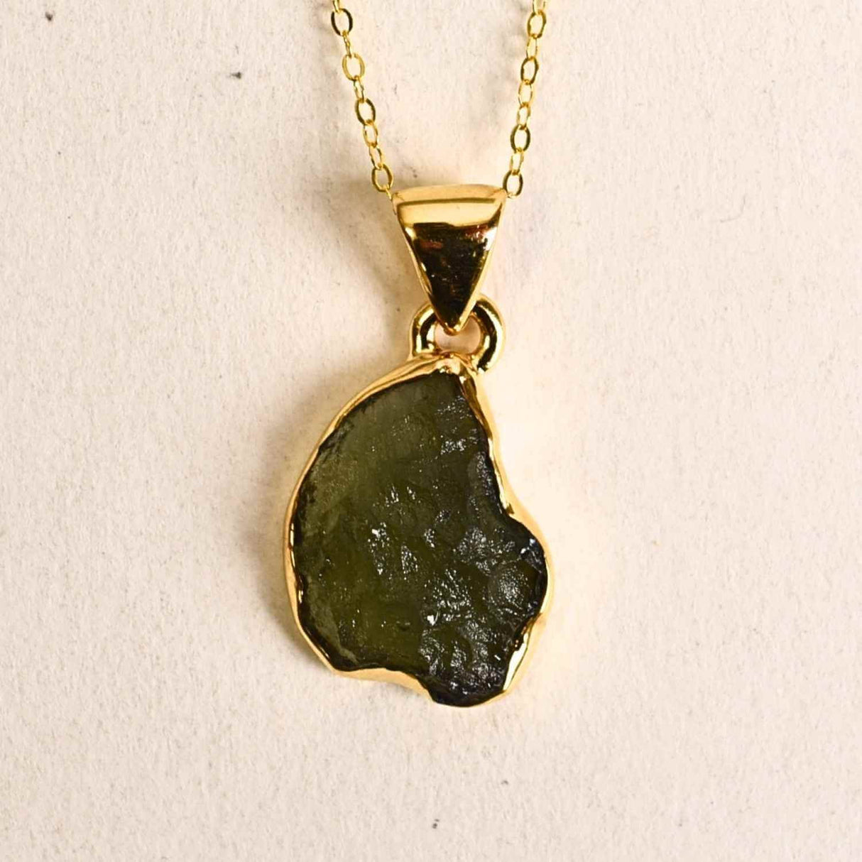 Colier argint 925 placat aur 18k cu Moldavit natural - accelerarea transformarii personale si spirituale - 2.08 g